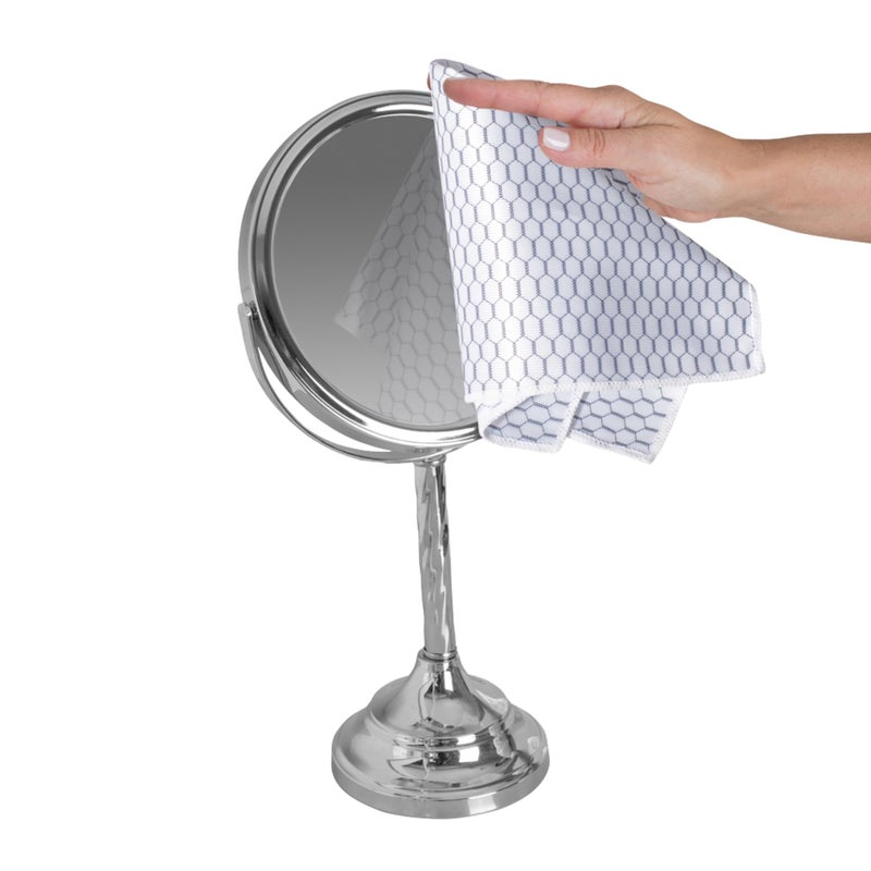 Casabella Lint-Free Microfiber Glass and Mirror Cleaning Cloths, White/Black (Set of 2) - Image 4